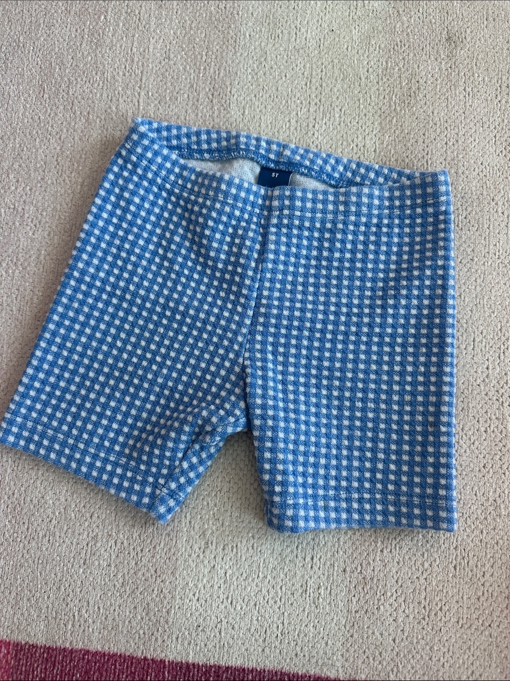 Blue & White Check Knit Shorts for kids